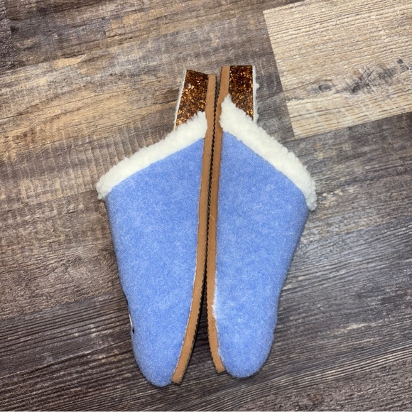 Lands’ End Blue Puffin Bird Sherpa Lined Faux Fur Slip On Slippers Women's 9 - Picture 3 of 5